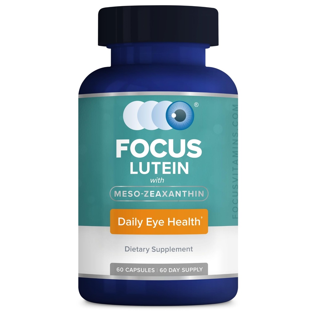 聚焦Lutein for Eyes with Meso-Zeaxanthin, Eye Vitamin Supplement, 60 Count, 60 Day 供应, Digital Screen的每日视觉支持, 亮光, 阳光, Vegan 和无糖, 在美国制造