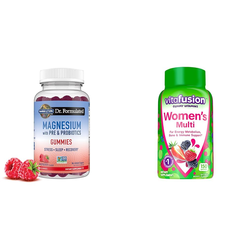 Garden of Life Magnesium Citrate Gummies Bundle with Vitafusion Women's Multivitamin Gummies, 150 Count