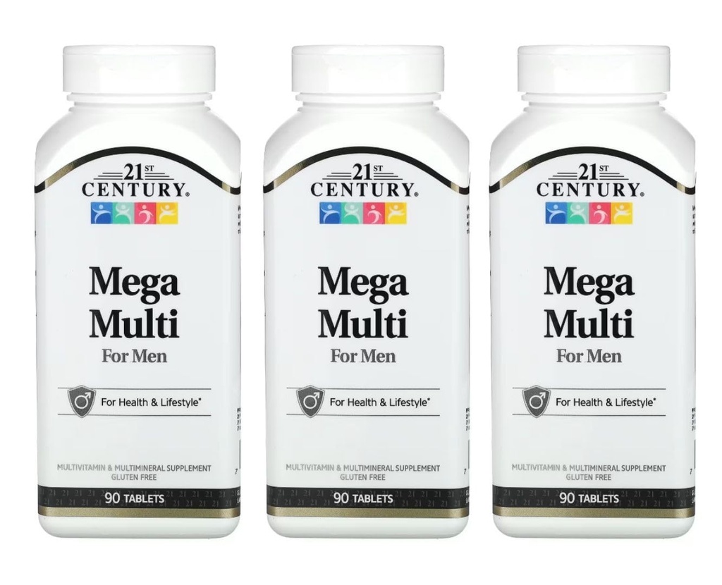 21st Century Mega Multi for Men, Multivitamin & Multimineral 90 tablets Pack of 3