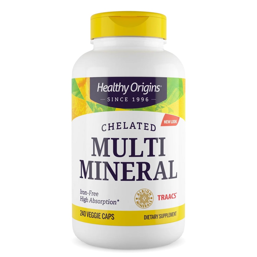 Healthy Origins Chelated Multi Mineral, 240 Veggie Capsules - Featuring Albion Minerals TRAACS High Bioavailability Complex - Supports Bone Health, Immune Function & Metabolic Wellness