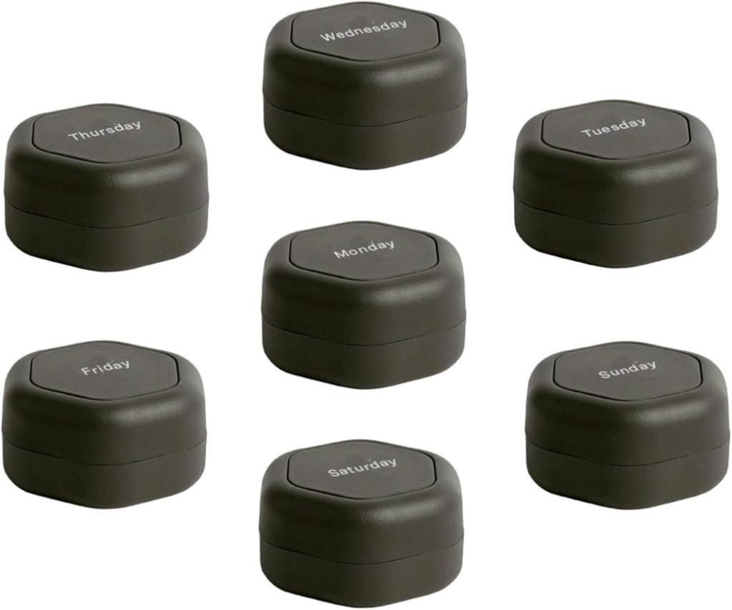 Cadence旅行集装箱 - Pill case set - 磁性旅行卡普尔,药丸的每日药品组织者,补充品和维生素 - 7 Flex Smalls (0.56oz) for Weekly Pill Organization - 炭类