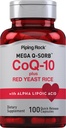 Pipping Rock CoQ10 120mg QQ100 Capsules 配有红酵母水稻和Alpha Lipoic酸 QQ-Sorb Coenzyme Q10 QX Non-GMO,Gluten Free Supplement