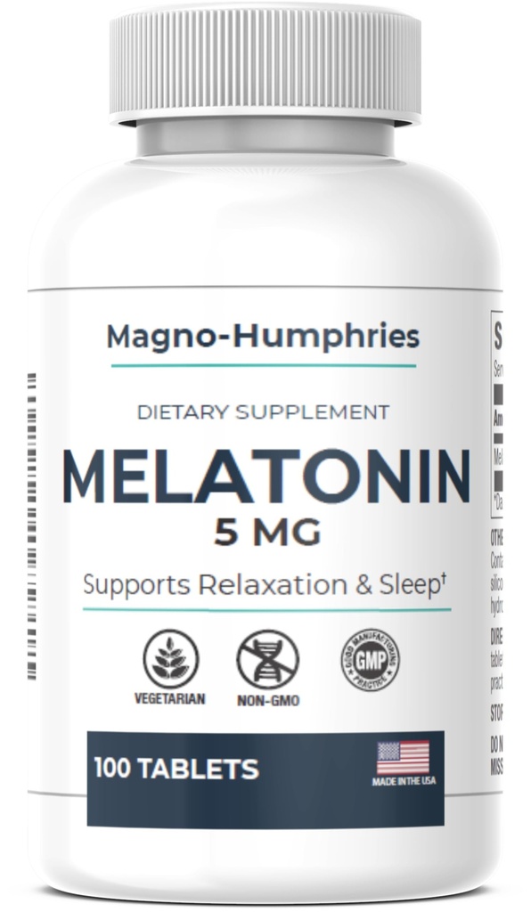 Melatonin 5 mg - 100 Tablets | Sleep Support | Non-Habit Forming | Vegetarian | 5 mg per Tablet | Dietary Supplement | GMP Manufactured in USA | 100 Day Supply