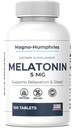 Melatonin 5 mg - 100 Tablets | Sleep Support | Non-Habit Forming | Vegetarian | 5 mg per Tablet | Dietary Supplement | GMP Manufactured in USA | 100 Day Supply