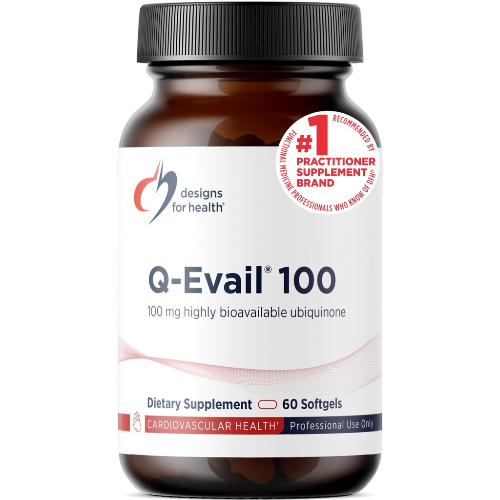 健康设计 Q-Evail 100-100mg CoQ10 高度生物利用的Ubiquinone-Coenzyme Q10 与MCT + 混合托可热醇促进高级吸收-非GMO(60软胶)