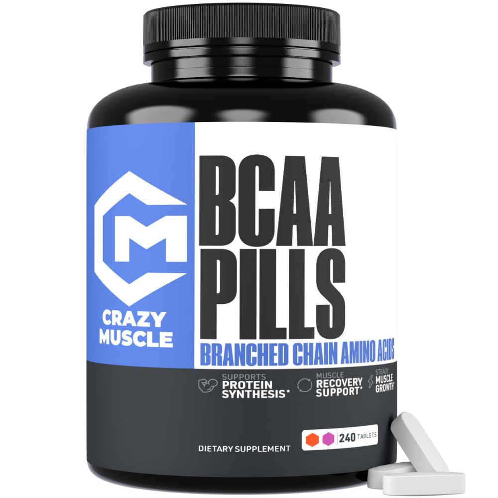 疯狂肌肉 3000mg BCAA 药剂(80天供应), 最佳药剂 2:1:1 分链氨酸促进恢复和生长的比率, 每药剂1000mg BCAAs (More Than BCAA Capsules) 240 片