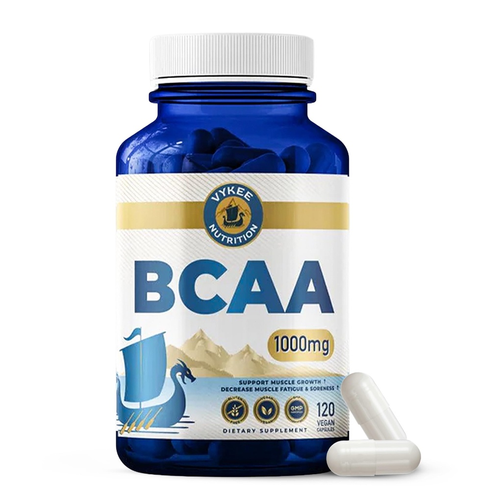 Vykee营养BCAA Capsules – 支持肌肉生长,恢复,蛋白质合成 – Vegan, N-GMO, Gluten-Free – 1000 mg, 120 Count
