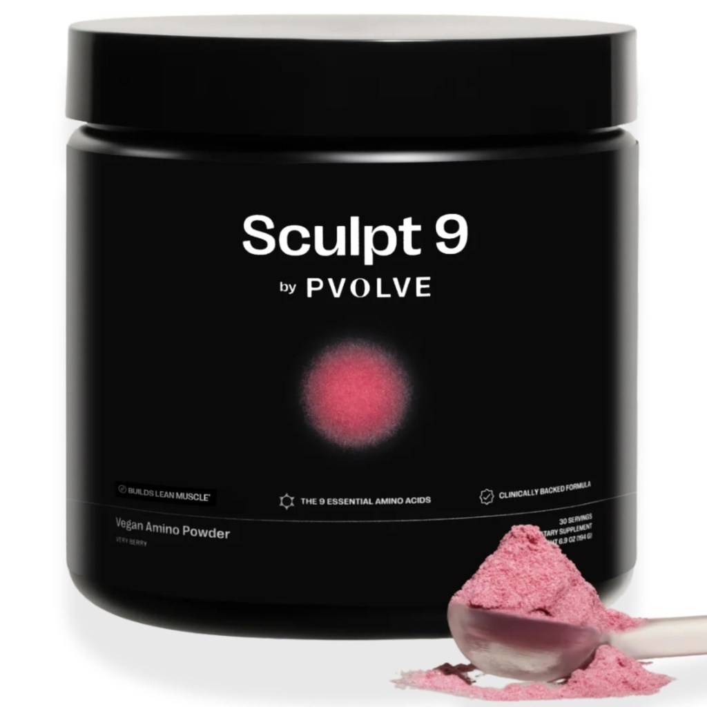 PVOLVE 雕塑 9 EAA 和 BCAA 女性粉末 Very Berry Flavor → Lean Muscle 基本氨基酸补充剂 恢复和力量 → 非GMO