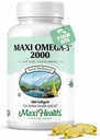 Omega 3 Fish Oil - Triple Strength 2000 mg Kosher Fish Oil Supplements - No Fishy Aftertaste Omega 3 Supplement - Burpless Fish Oil Omega 3 Fatty Acid Supplement with EPA and DHA (100 Softgels)