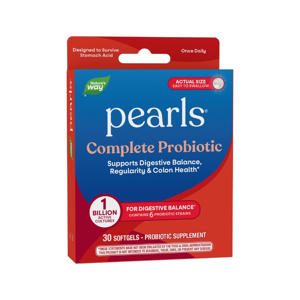 自然之道 珍珠 完整 Probiotic, 支持消化平衡*, 1亿个生活文化, 男女补充, 不需要冷冻, 30个软胶(Package May Vary)