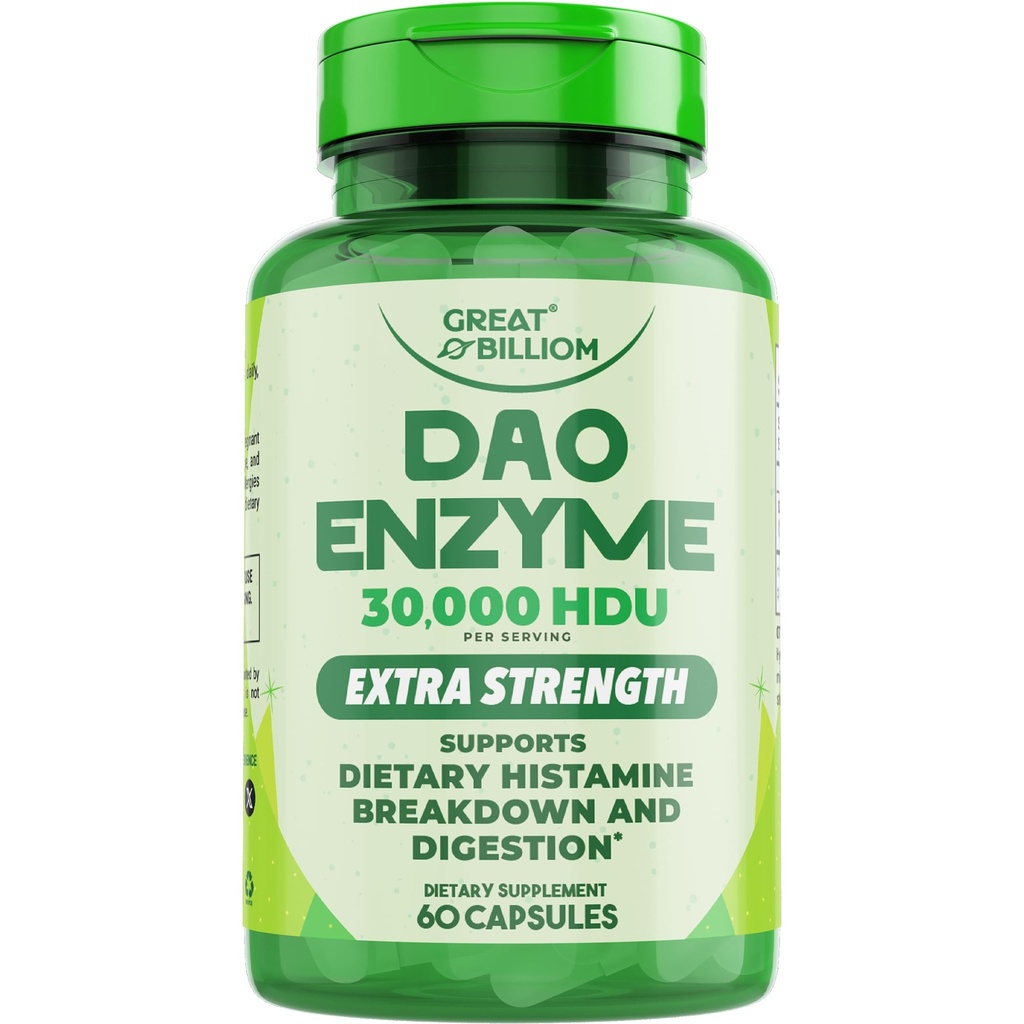 DAO酶(Diamine Oxidase) - 女性和男性的消化酶 - 30,000 HDU - 古特健康补充剂 - 消化健康组织胺支持 - 消化酶 - 60 Capsules