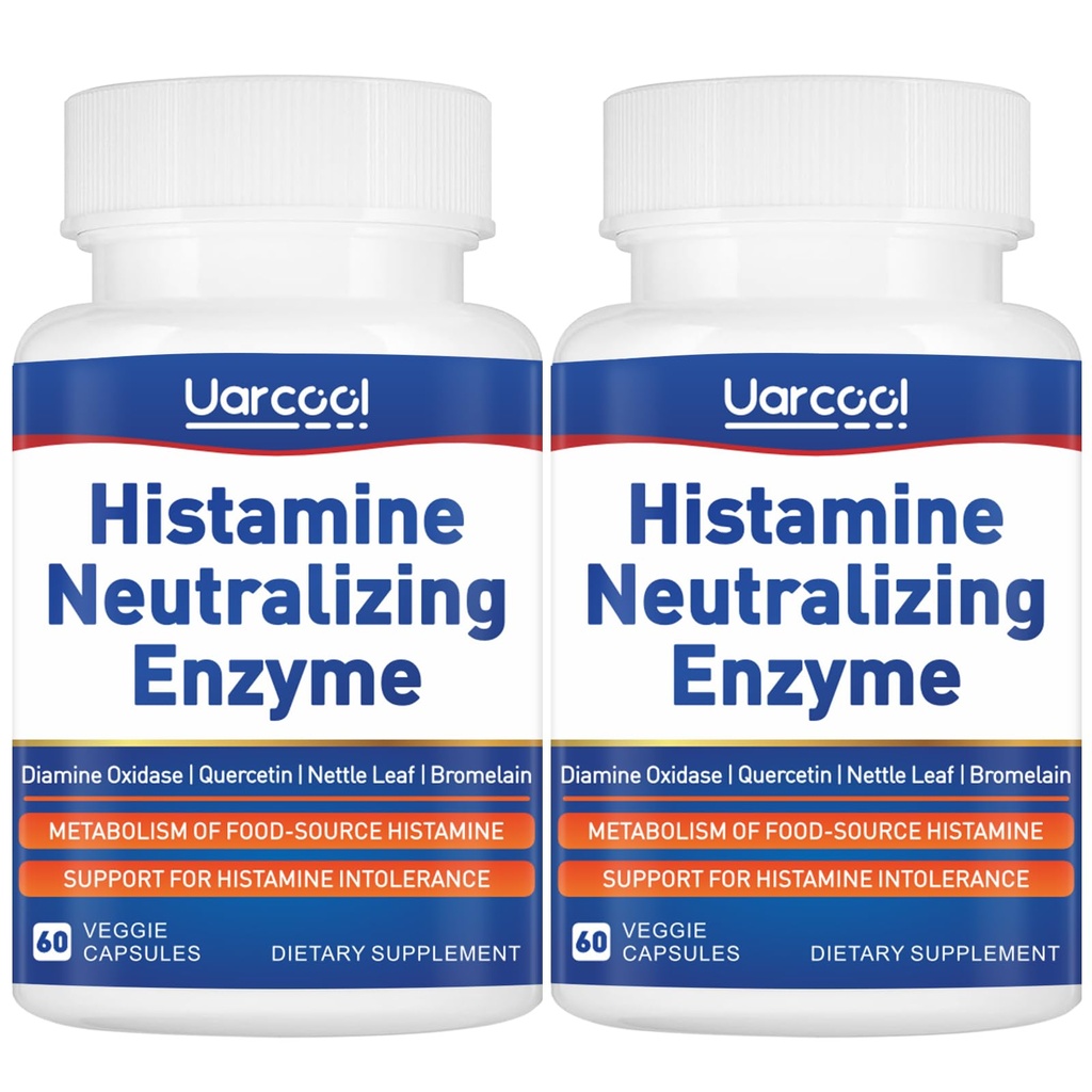DAO Enzyme 补充 Histamine Diamine Oxidase 补充平滑文摘 - 美国制造 - 60 软胶(2瓶)