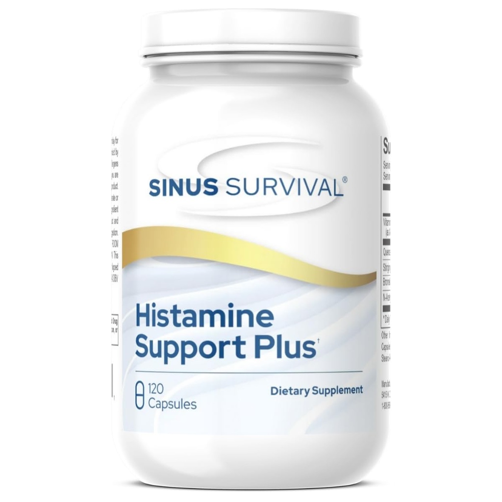 Histamine Support Plus — Natural Histamine Blocker & Alergy Relief Support — — 支持西努斯健康、免疫平衡和不发育Histamine条例 — — (120)