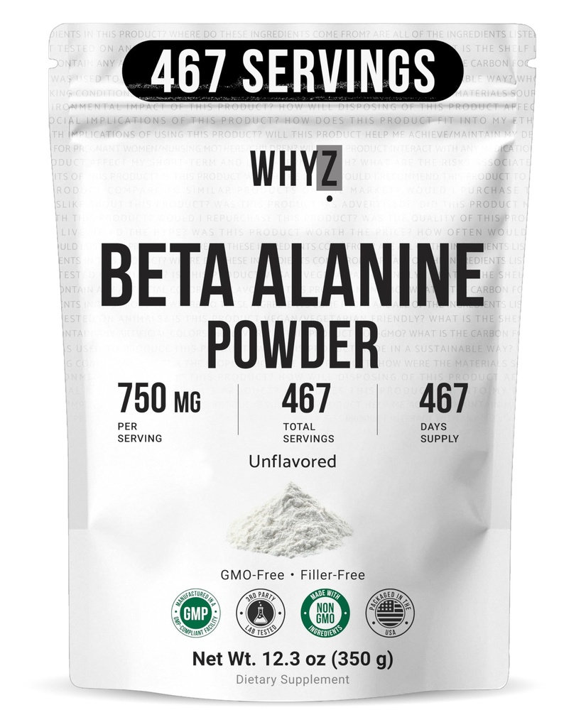 为什么Z Beta Alanine Powder纯 Beta Alanine 男女可持续能源工作前补充,Alanine 耐力补充,467 Services,350g(12.3磅)