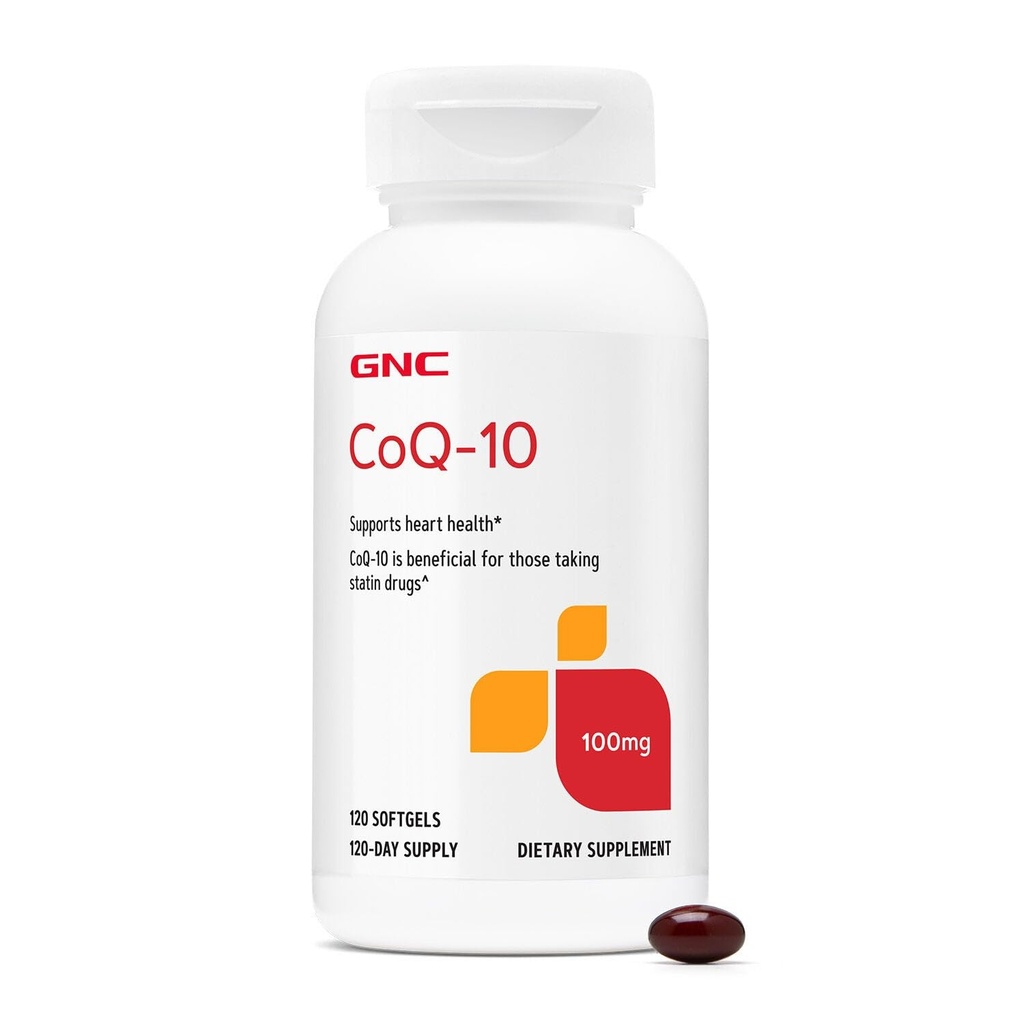 GNC CoQ-10 100mg - 心脏健康与细胞能量支持 饮食补充 - 健康心血管系统抗氧化剂 - 容易吞咽软胶 - 无胶 - 120 Counter (120 services)
