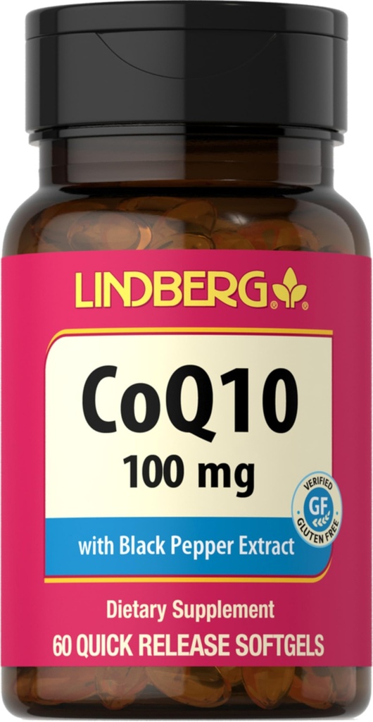 Lindberg CoQ10 100mg Softgels | 60 Count | coenzyme Q10 男女增刊 | 黑胡椒  Extract  Extract  Extract | | | | | | | 非 Gluten Free