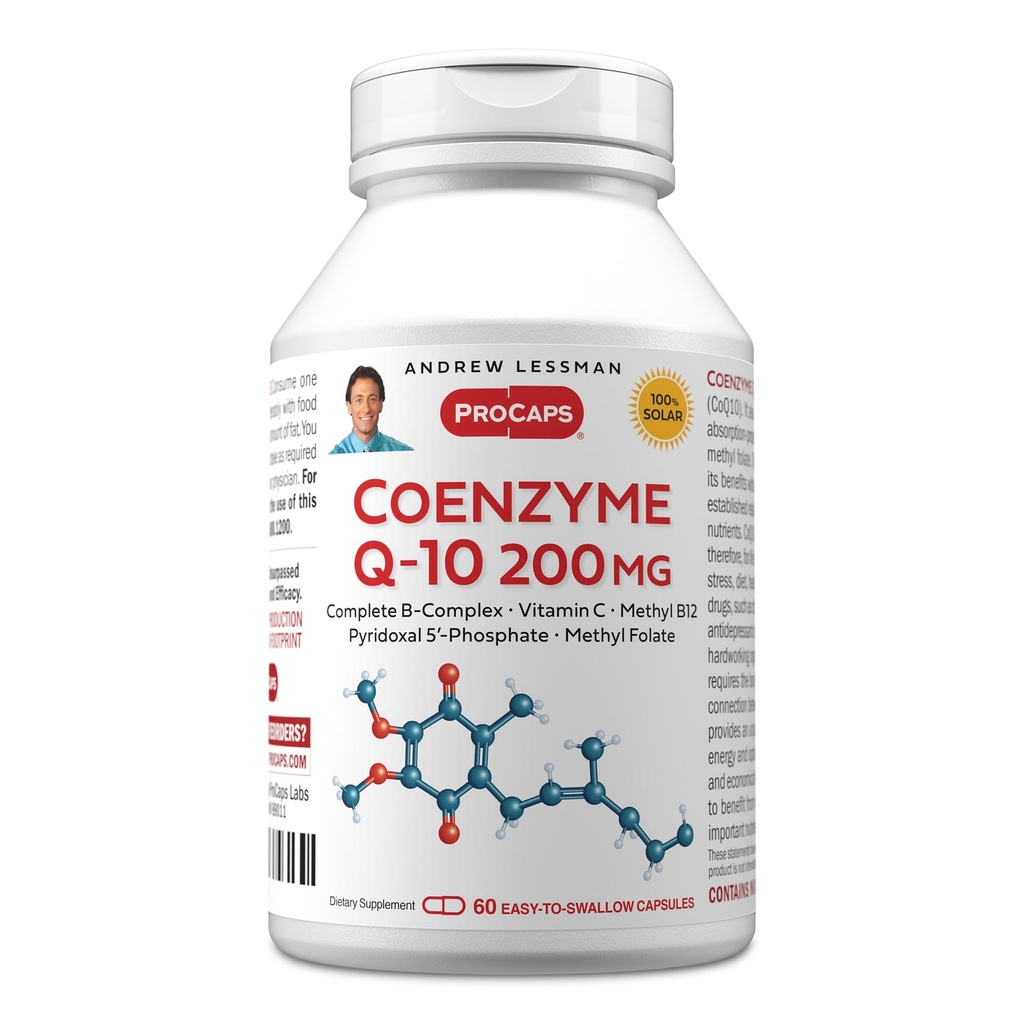 ANDREW LessMAN Coenzyme Q-10 200 mg 60 Capsules - 能源生产和优化关键器官功能、抗氧化剂支持、老化消耗,+ B-Complex。 容易燕子笼盖