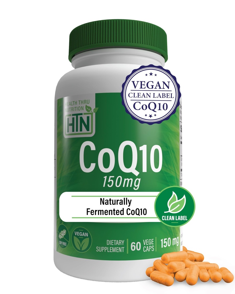 健康营养 CoQ-10 150mg - 60 Capsules | Ubiquinone Coenzyme Q10 | 支持细胞能和抗氧化剂保护 | 非GMO,无豆,Vegan,无糖