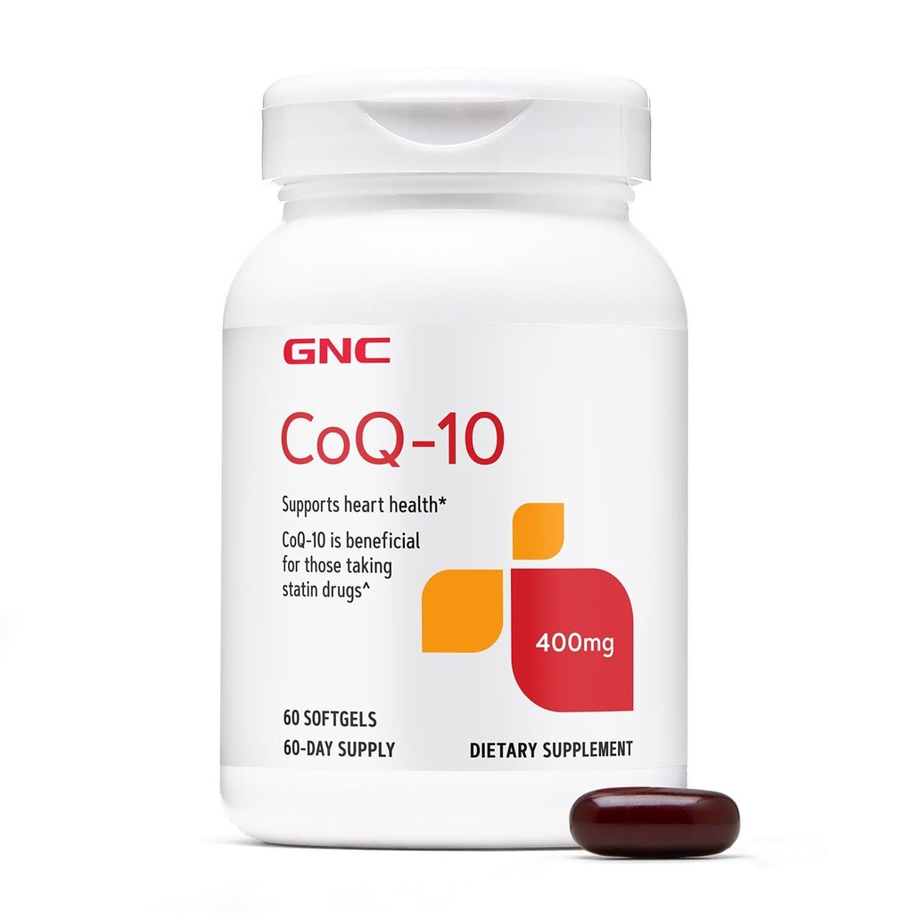 GNC CoQ-10 400mg - 心脏健康与细胞能量支持 饮食补充 - 健康心血管系统抗氧化剂 - 容易吞咽软胶 - 无胶 - 60 Counter(60 services)