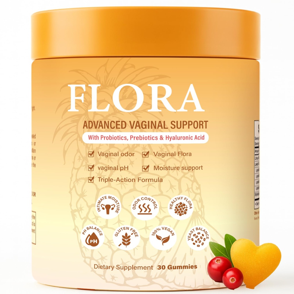 Flora Plus Probiotic Gummys for Women, 高级阴道支助 Probiotics Gummys, 哲学平衡, 推广健康阴道气味和Flora, Pineapple, 60 Count(1)