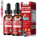 用于男子和妇女的Creatine HCL液滴、含L-Carnitine的Creatine氢化物、L-Glutamine、BCAA、用于肌肉生长和恢复的维生素B12和B6、混合莓火焰、4Fl Oz