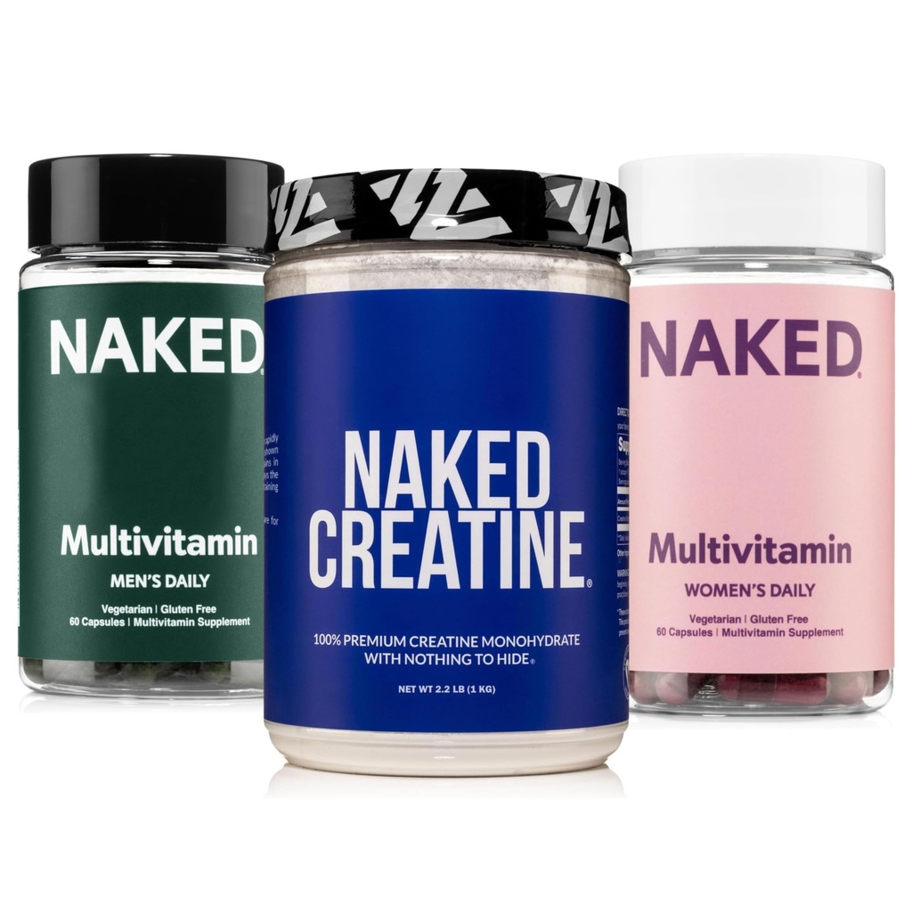 NAKED Creatine + 男子和妇女多维塔明包 – 纯1000g Creatine Powder 配有"力量,Gut & Immune健康"的每日多维塔明包
