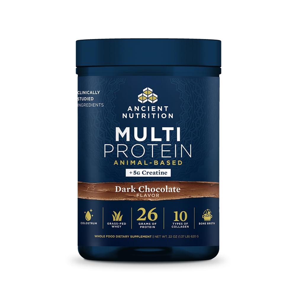 古营养 多蛋白 动物基粉 + Creatine, 26g 蛋白质, 草药 Whey, Bone Broth, Collagen Peptides, 5g Creatine 单水合物, Colostrum & Probiotic, 暗巧克力, 15 services