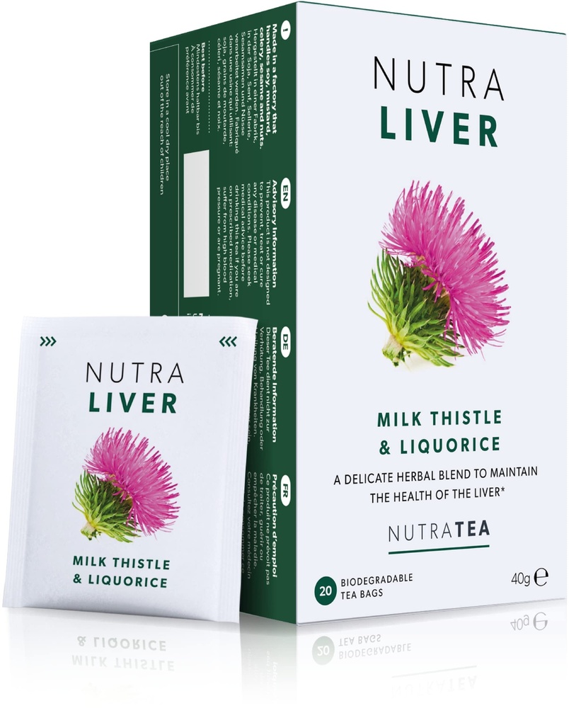 NUTRALIVER - Liver Detox & Cleanse Tea - 牛奶 This,Turmeric & Fennel - 40 封装的茶袋 - 草药茶 - 2包