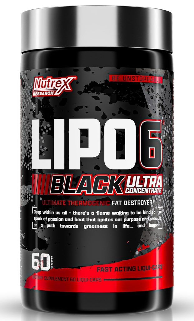 Nutrex Research Lipo-6 Black Ultra 聚焦QQ热能增生脂肪燃烧器补充,增加重量损失,能量和强度聚焦QQCapsule, 60Count