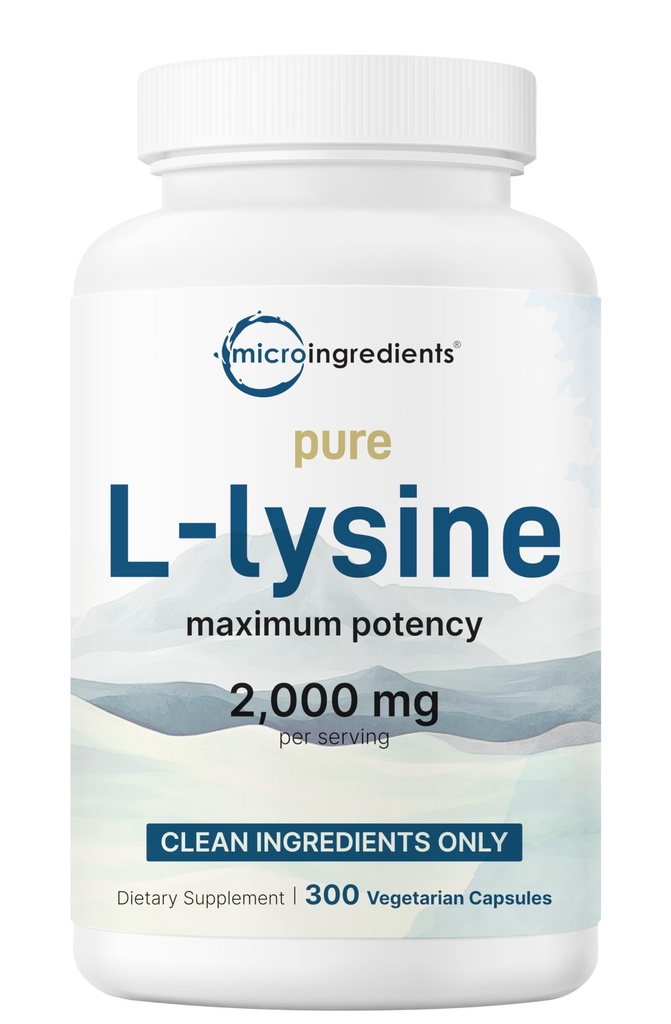 纯L-Lysine2,000mg,300 Veggie Capsules 最大概率,易吸收, 自由形式 → Collagen, Lip, & Immune 支持 → 没有填充器的清洁原料