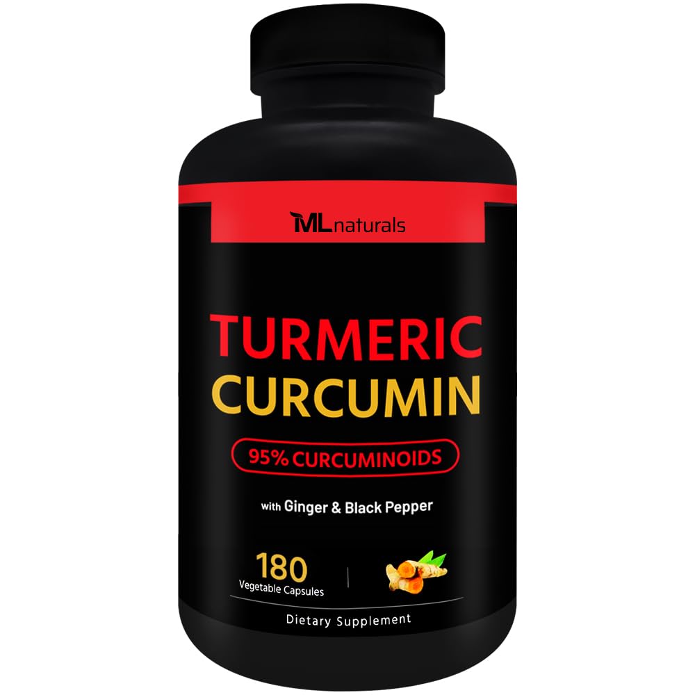 ML Naturals Organic Turmeric Curcumin – 1,800mg,根提取300mg - 120mg 有机姜和15mg 黑辣椒(Per service) - 180 蔬菜卡普尔 – 非GMO