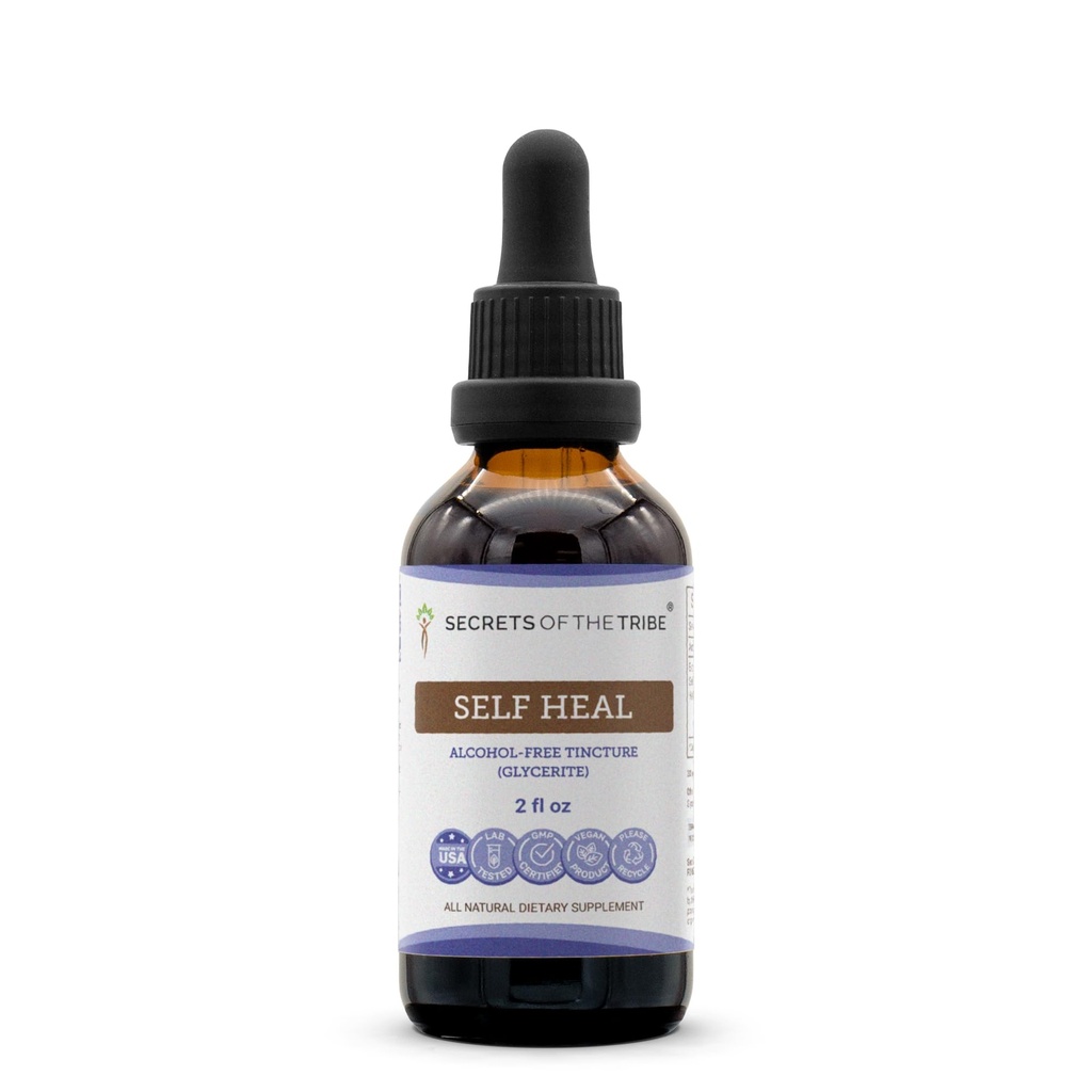 Secrets of the Tribe Self Heal Alcohol-Free Liquid Extract, Self Heal (Heal All, Prunella Vulgaris) Dried Herb (2 FL OZ)