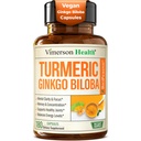 Ginkgo Biloba 配有 Turmeric Curcumin 和 Black Pepper 用于高吸收的增量 - Ginko Biloba Capsules 配有 Curcuma 用于聚焦,记忆支持,联合与脑健康 - NonGMO - 180 Vegan Capsules