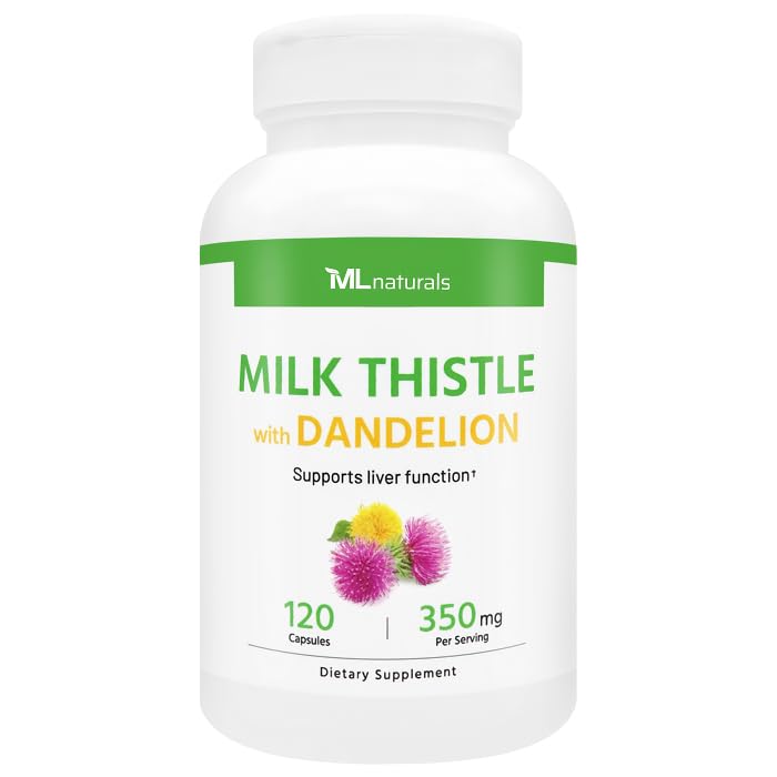ML Naturals Milk Thetle & Dandelion 提取器 – 250mg Milk Thetle, 100mg Dandelion Root (Per service) 120 卡普尔