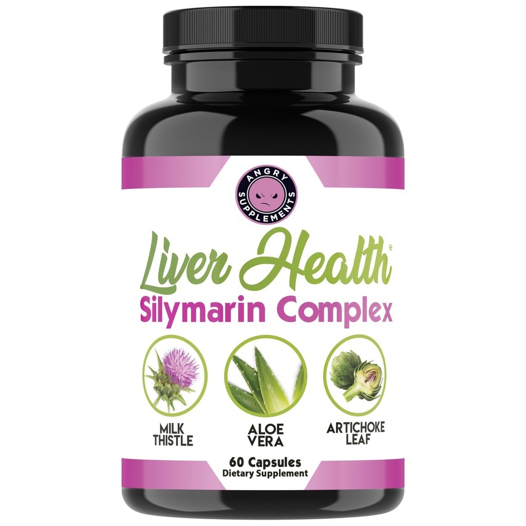 愤怒补充肝脏健康 — Silymarin Complex with Milk Thetle, Artichoke, Aloe Vera, Alfalfa & B-Vitamins — Detox & Liver 男女支持公式 — 60 Capsules (1-Bottle)