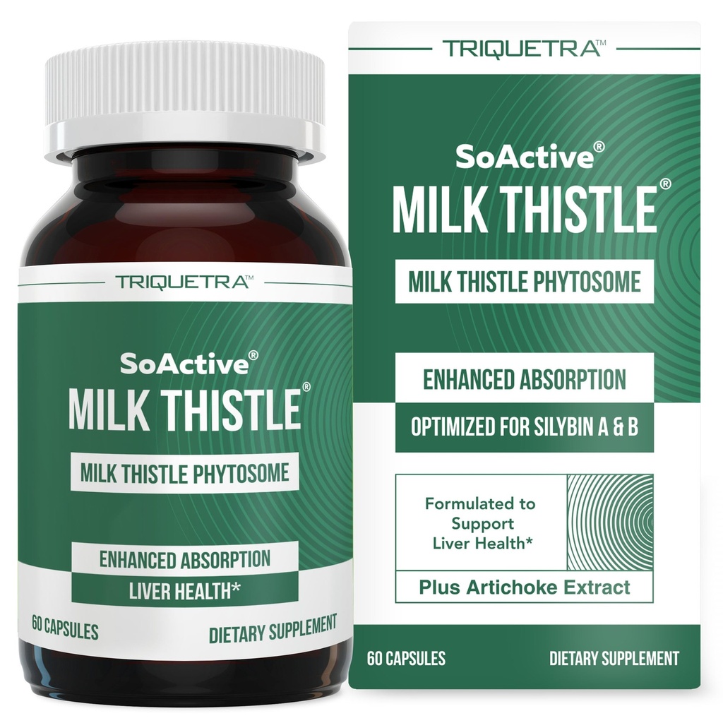SoAactive® 牛奶连翘:10X 更有效 牛奶连翘生素,优化为基本生物活性 西利宾 A & B Plus Bilear® Artichoke 提取器 & Bile 增强器 - 肝脏支持 → 60 服务