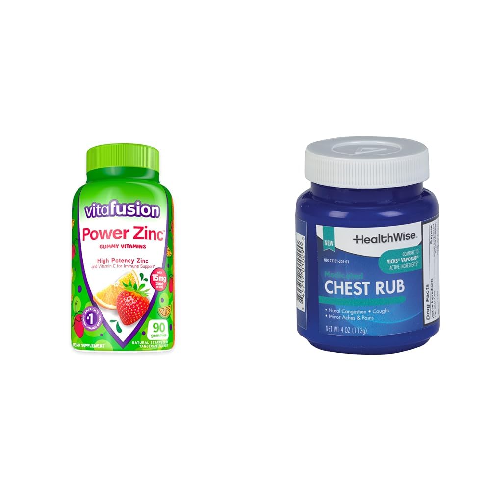 维他命力 津液 甘米 维他命 草莓 丹杰林 火焰 免疫支持(1),90 Counter & HealthWise Mediced Chest Rub, 4 oz