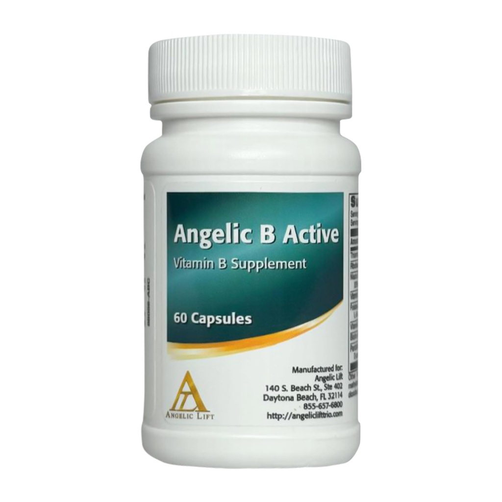Angelic B Active – 高概率维生素B-复合补充 – 生物活性形式,包括甲基folin®(Metafolin®) & Methycobalamin – 能源,Mood & Nerve支持 – 60 Capsules