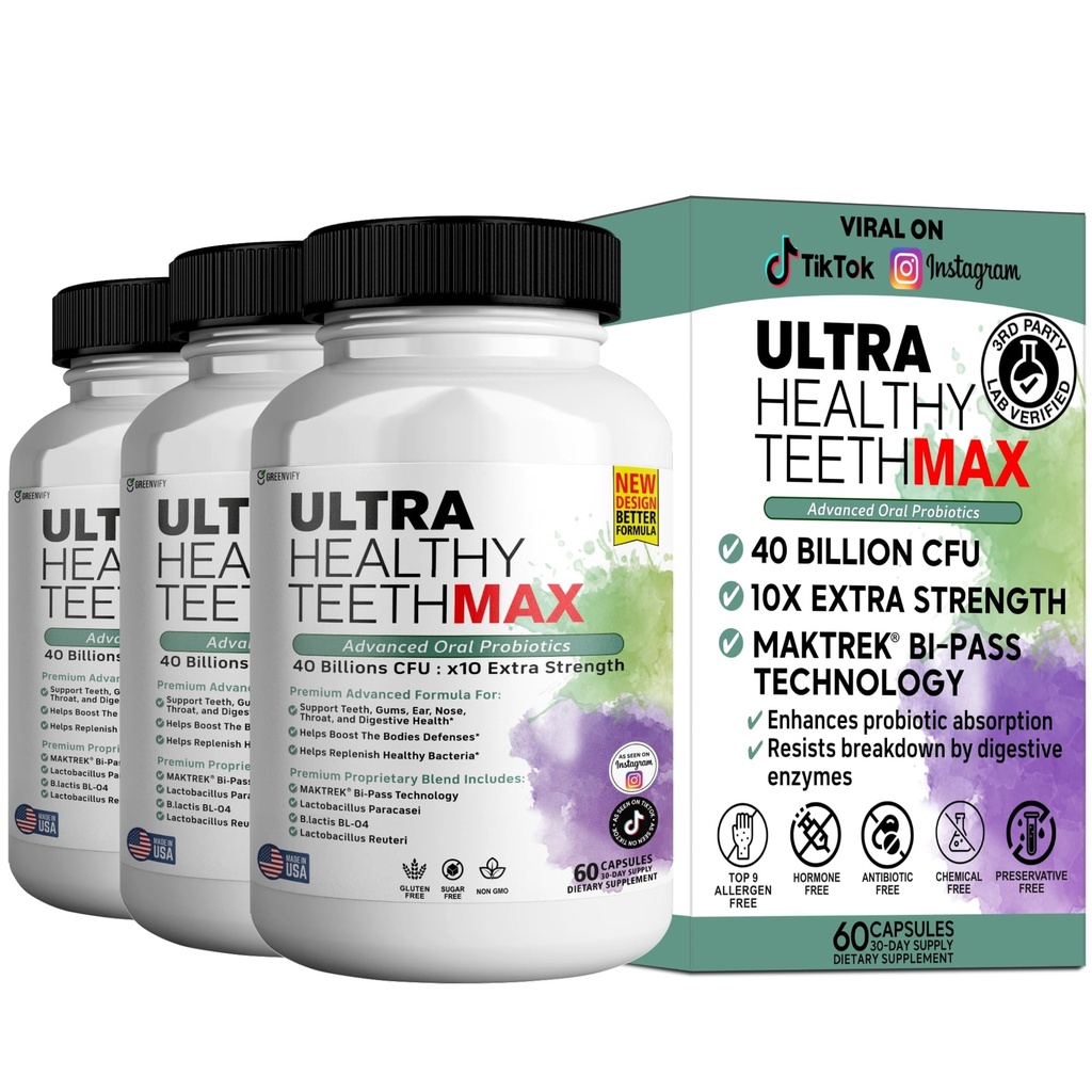 超健康的牙齿 Max Probiotic 补充,40亿 CMU, 60 Capsules, 高级口腔保健公式(3)
