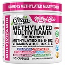 女性维生素甲基多维明 B6 甲基B12 A C D K E Folate Choline Omega 3 Thiamine Riboflavin 铁碘镁锌硒铜钙 90 Capsules by clean Nutra