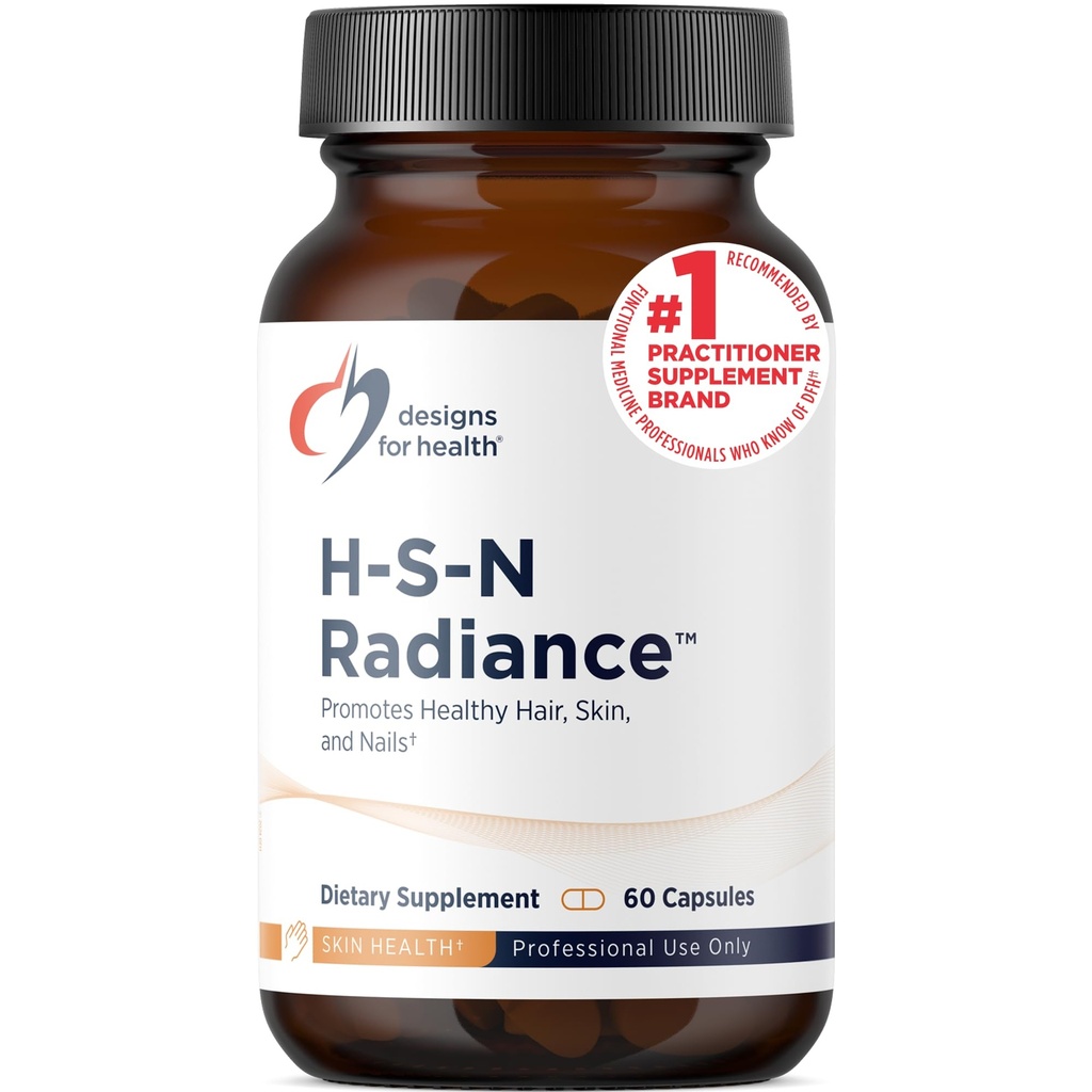 H-S-N Radiance的设计 - 男女毛皮钉维生素 - 促进健康毛发、皮肤弹性和坚固的钉子,配有维生素C、生物锡、喀拉廷和植物学(60 Capsules)