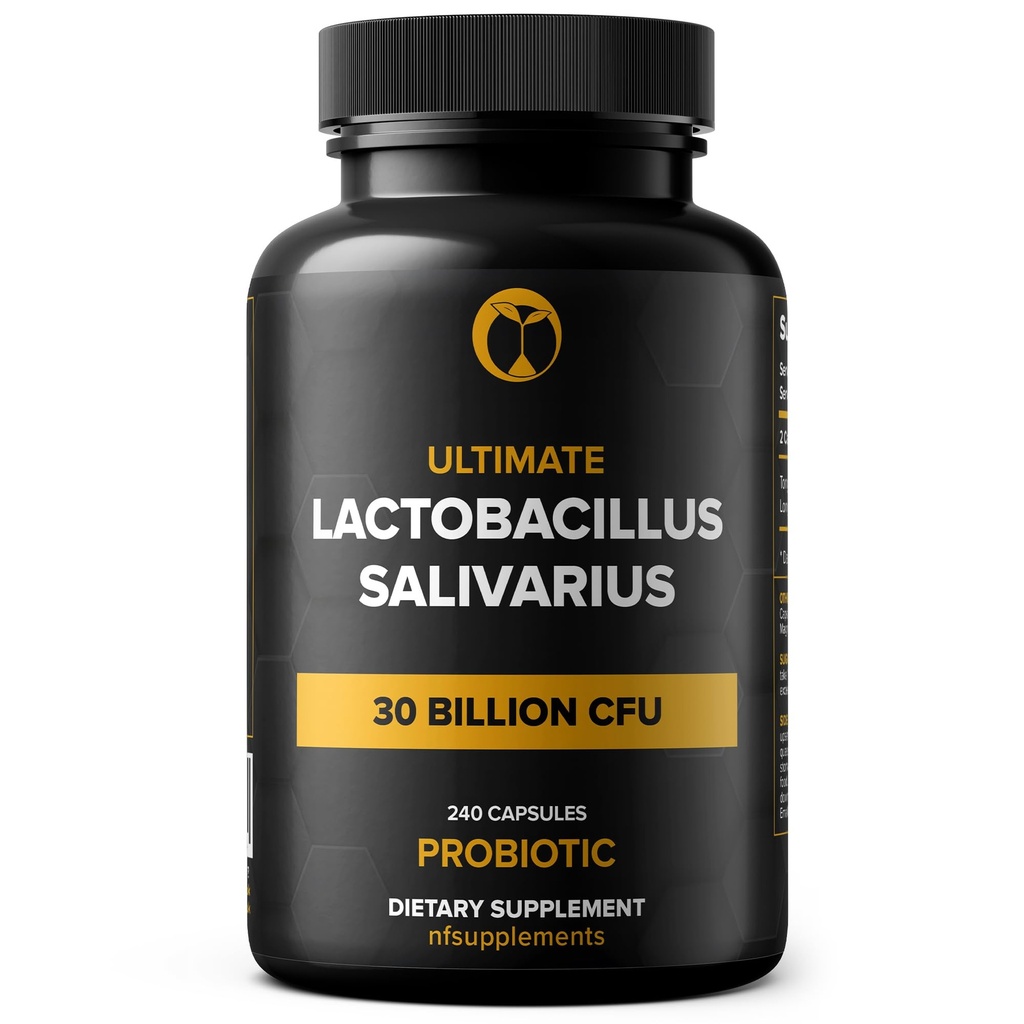 乳腺杆菌(Salivarius Probiotic) 补充30亿 CPU 240 平板药(CFU) 支持消化和牙科健康 Vegan Gluten 免费非GMO(240, 乳腺杆菌(Salivarius))