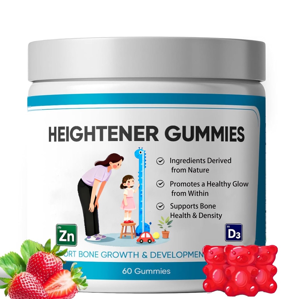 身高者Gummys,青少年和成年人的自然高度生长补充剂,与钙和锌增加骨强,维生素C,D,L-Arginine,60 Gummy(1PCS)