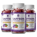 10in-1 Saffron Gummys 配有 L-Theanine 200mg, GABA, Ashwagandha, Turmeric, Lutein, Zeaxanthin & Astaxanthin 配有 Mood, Focus & Eye 支持糖无糖, Vegan, Berry Flavor, 3 Pack