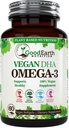 藻类油 - Vegan DHA Omega 3 鱼油补充剂 - 脑促进剂,补充剂和产前维生素 - 提供健康心脏和免疫支持 - Burpless Algae 补充剂 - 60 小型鱼软胶
