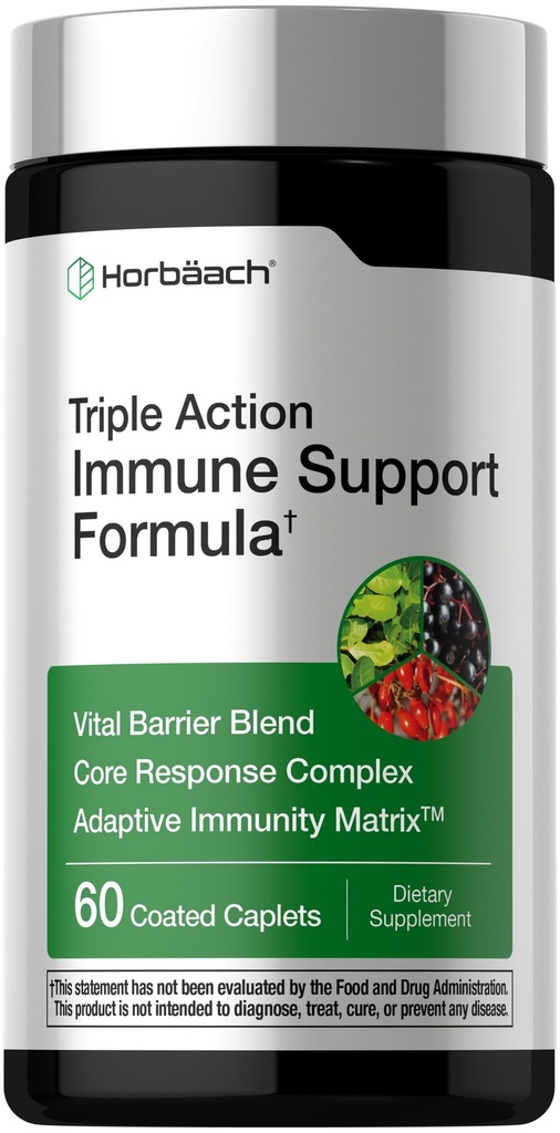 Horbäach Immune 支持补充 + + 60 配有维生素C,锌和老莓 + 3 行动 + 适应性豁免矩阵 → Vegan, Non-GMO, Gluten Free