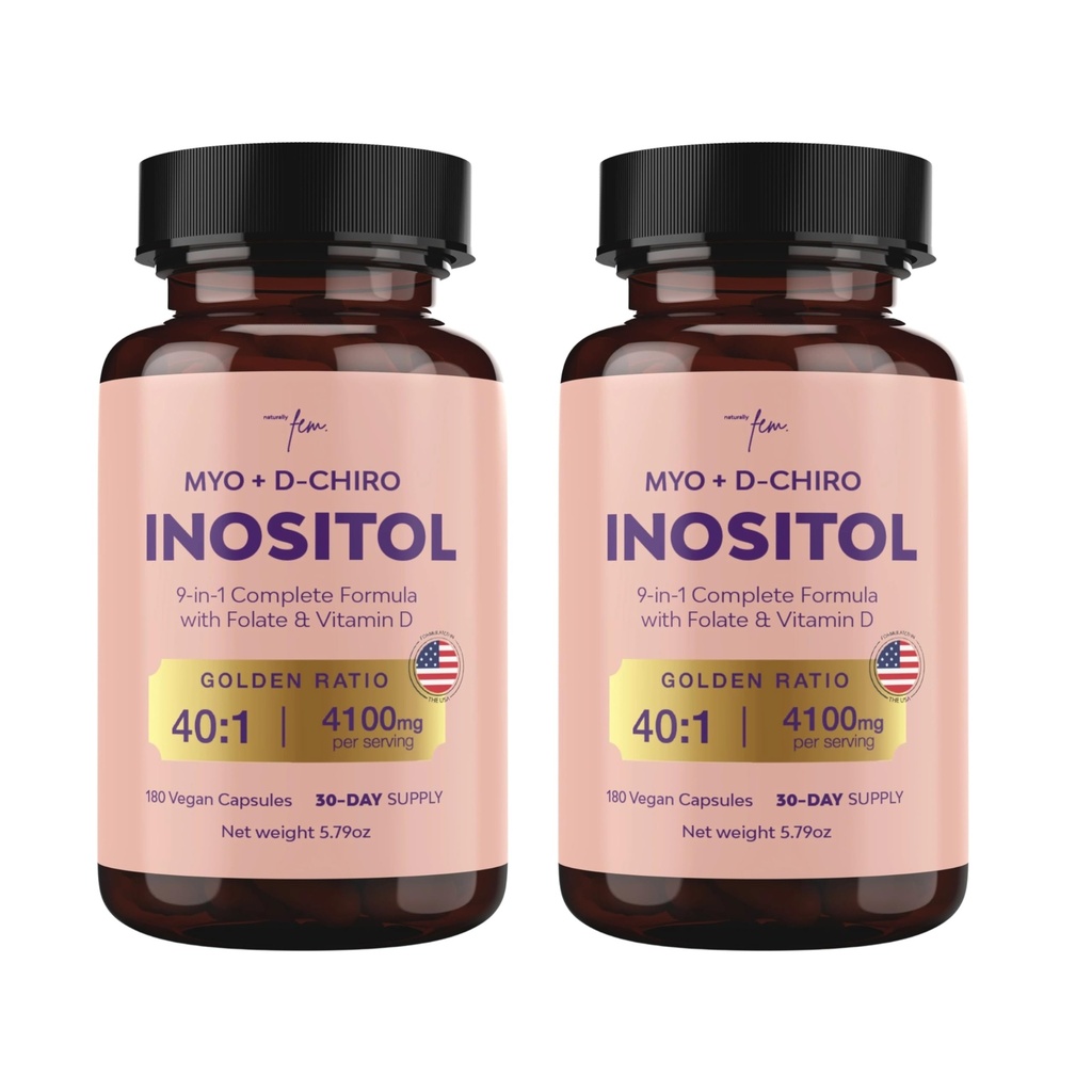 Inositol Premium Inositol Supplement Bundle - Myo-Inositol & D-Chiro Inositol 妇女4100mg(40:1比例) – 9-in-1 荷尔蒙和配有福拉多的代谢支持,维生素B6,B12,D3,锌和铬