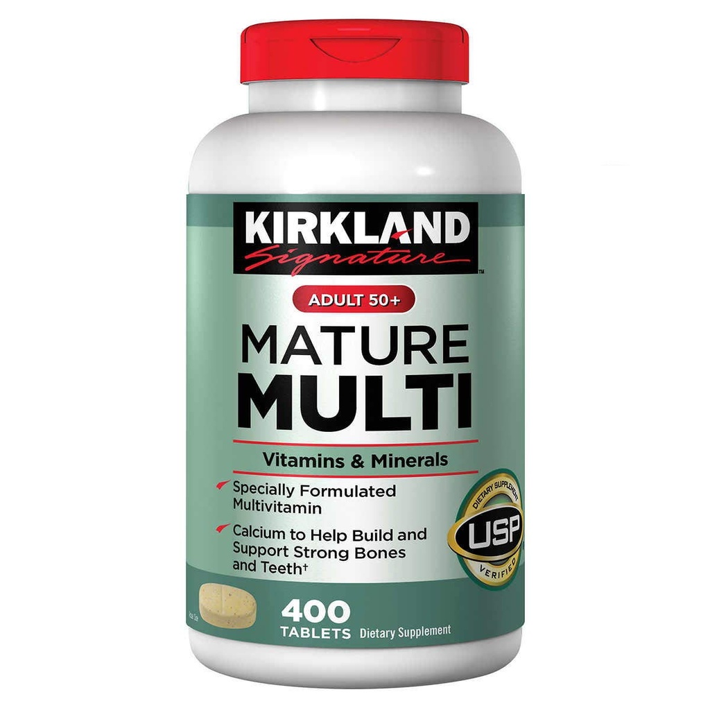 Kirkland Signature Adult 50+ Mature Multi Vitamins & Minerals, 400 Tablets (Pack of 3)