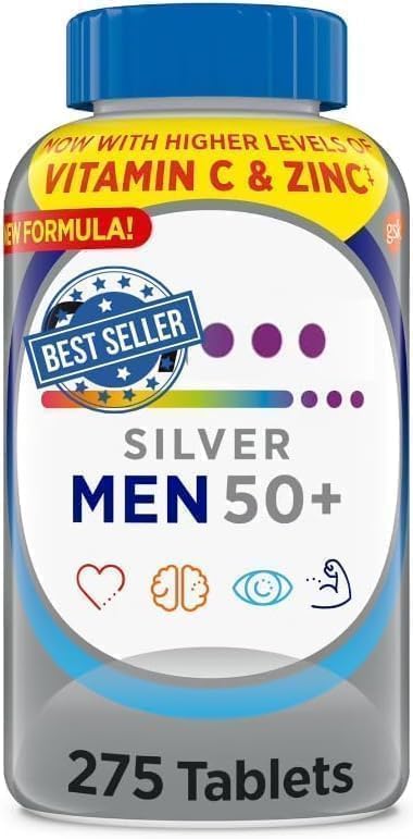 DHIWO Silver Men 50+ Multivitamin, Better Guide Vitamins Supplements, 275 Count (Pack of 1)+Guide