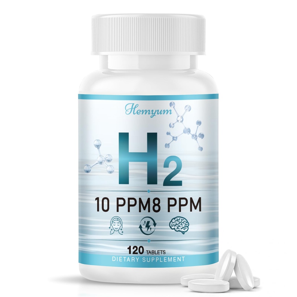 Hydrogen Water Tablets, H2 Molecular Hydrogen with Magnesium, 10 PPM Hydrogen Tablets for Drinking Water, Supports Physical Recovery, Brain Health&Cellular Energy - Non-GMO, Gluten-Free 120 Tablets.